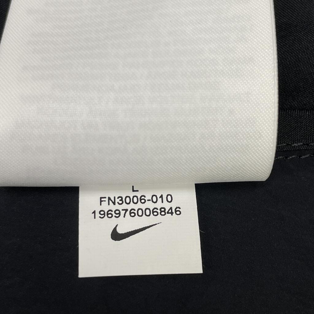 NIKE FN3006-010 Black Nylon Swoosh Logo Versatile Bomber Jacket Jacket L blackUsed