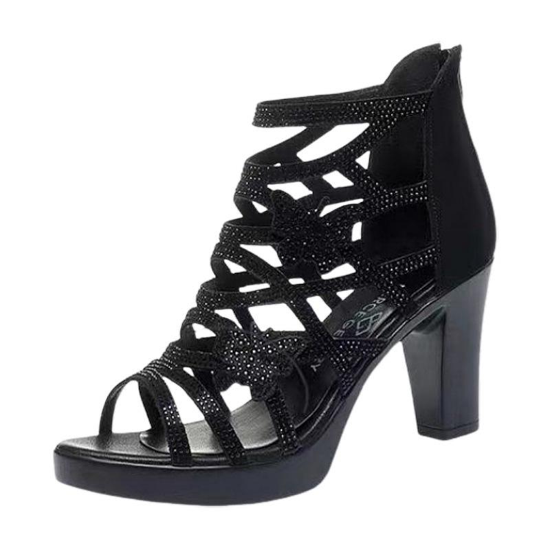 Römische Sandalen High Heels tragen neue Schmetterling Hohl Cool Stiefel Fischmaul Schuhe Temperament Schuhe