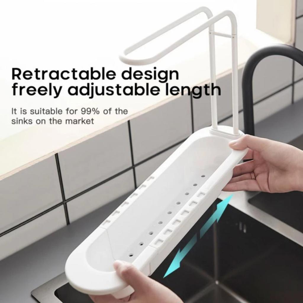 Kitchen Telescopic Sink Shelf Drainer Rack Kitchen Soap Sponge Holder Storage Basket Kitchen Accessories