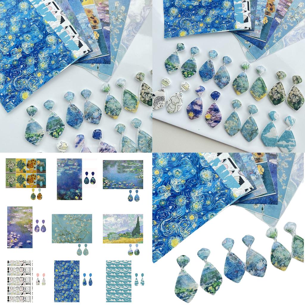 Clay Transfer Paper Monet Series Transfer Paper Water Transfer Paper Clay Transfer Sheets Easy To Use for Clay Earrings