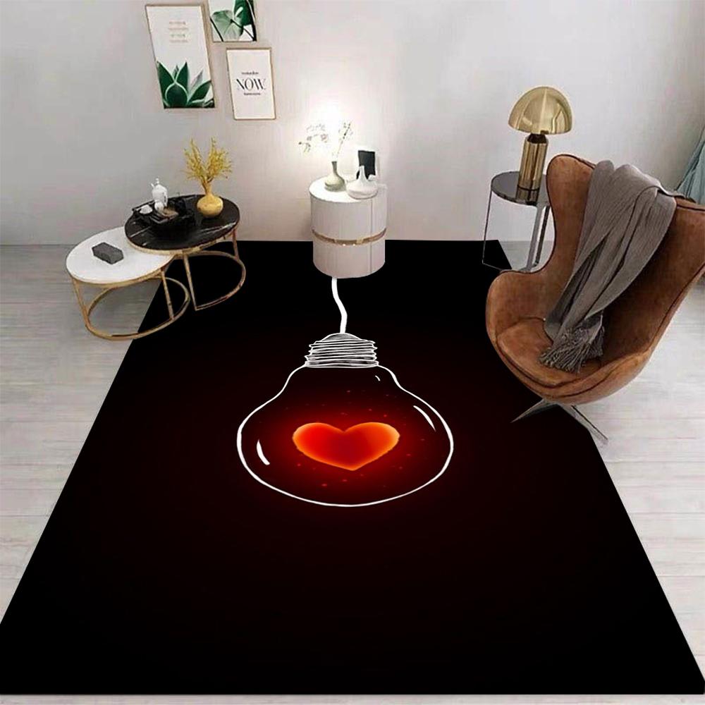 Neon Glühbirne Teppichmatte Teppich Herzform Leuchtendes Muster Modern Hintergrund Heimdekoration Wohnzimmer Schlafzimmer Fußmatte