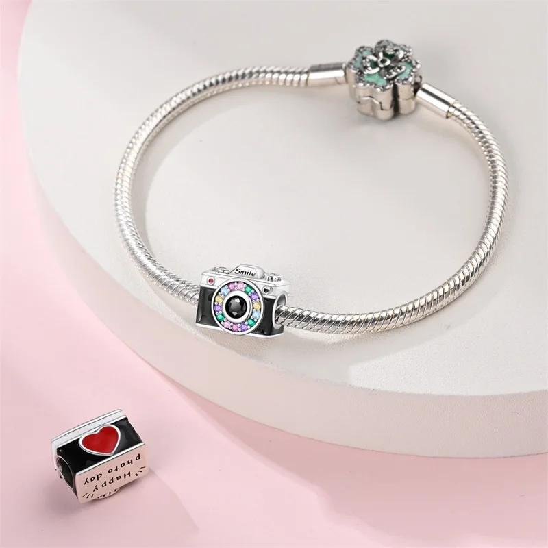 Charms Original Copper Colored Zircon Gemstone Camera Beads Fit Bracelet Diy Fine Gift Women Delicate Jewelry Acces