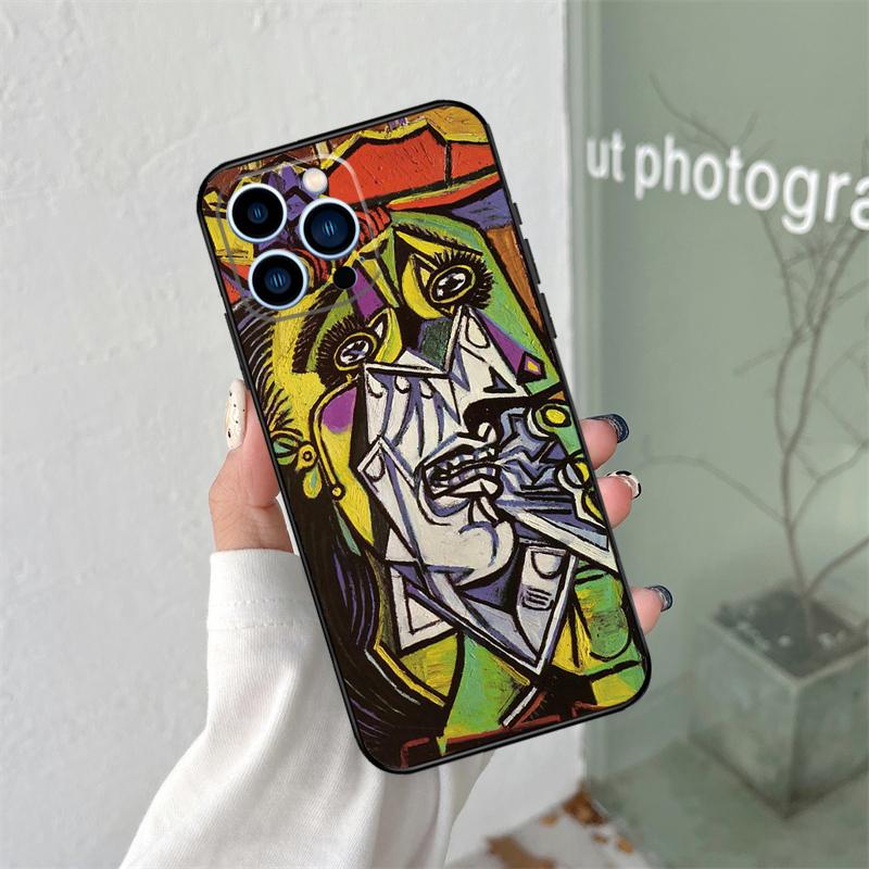 Picasso Abstract Art Painting Silicone Soft Case For iPhone 17 Air 11 14 15 16 Pro Max 13 12 Mini 16 Plus 16e Back Cover