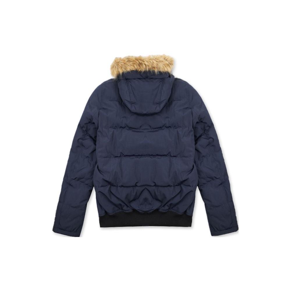 Tommy Hilfiger Tennis Outfit Logo Embroidery Hooded Fur Lined Warm Versatile Cotton Jacket Men jackets Navy-Blue 159AP863-NAVY