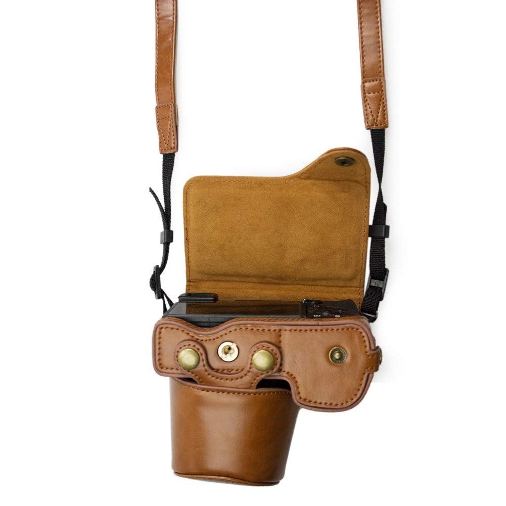 Kinokoo Kameratasche für Sony Kompatibel mit PU Austauschbarem Stativ Schultergurt Vollständiger Schutz A6400/A6100, 16-50mm Objektive, Leder, Buchse,