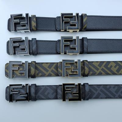 FF Men's Letter Fashionable Luxury Business Pants Belt, Casual Hundred-Piece Leather Belt, 3.8CM Wide