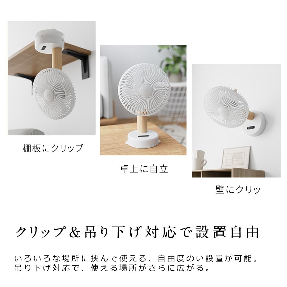 SYD Mini Schreibtisch DC Nachtlicht Automatischer Aroma-Clip Schreibtisch Wand Luftstrom USB 4000mAh Akkustand Energie Geeignet für Hitzschlag-Schutz Ventilator, Leise,