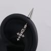 Spike Cone Barbell Piercing Ear Stud with Sparkling Stone Cross Pendant Gothic Cool Unisex Cartilage Ear Jewelry for Daily Street Style Matching