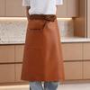 Faux Leather Half Apron for Men Women Waterproof Oil Resistant Cooking Apron with Adjustable Waist Strap Kitchen Fashion Accessory