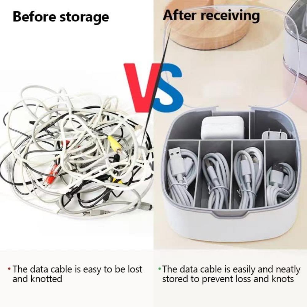 Tragbare Datenkabel-Aufbewahrungsbox USB-Ladegerät-Aufbewahrungsbox Kopfhörerkabel-Aufbewahrungsbox Staubdichter Kabel-Kunststoff-Organizer mit Deckeln