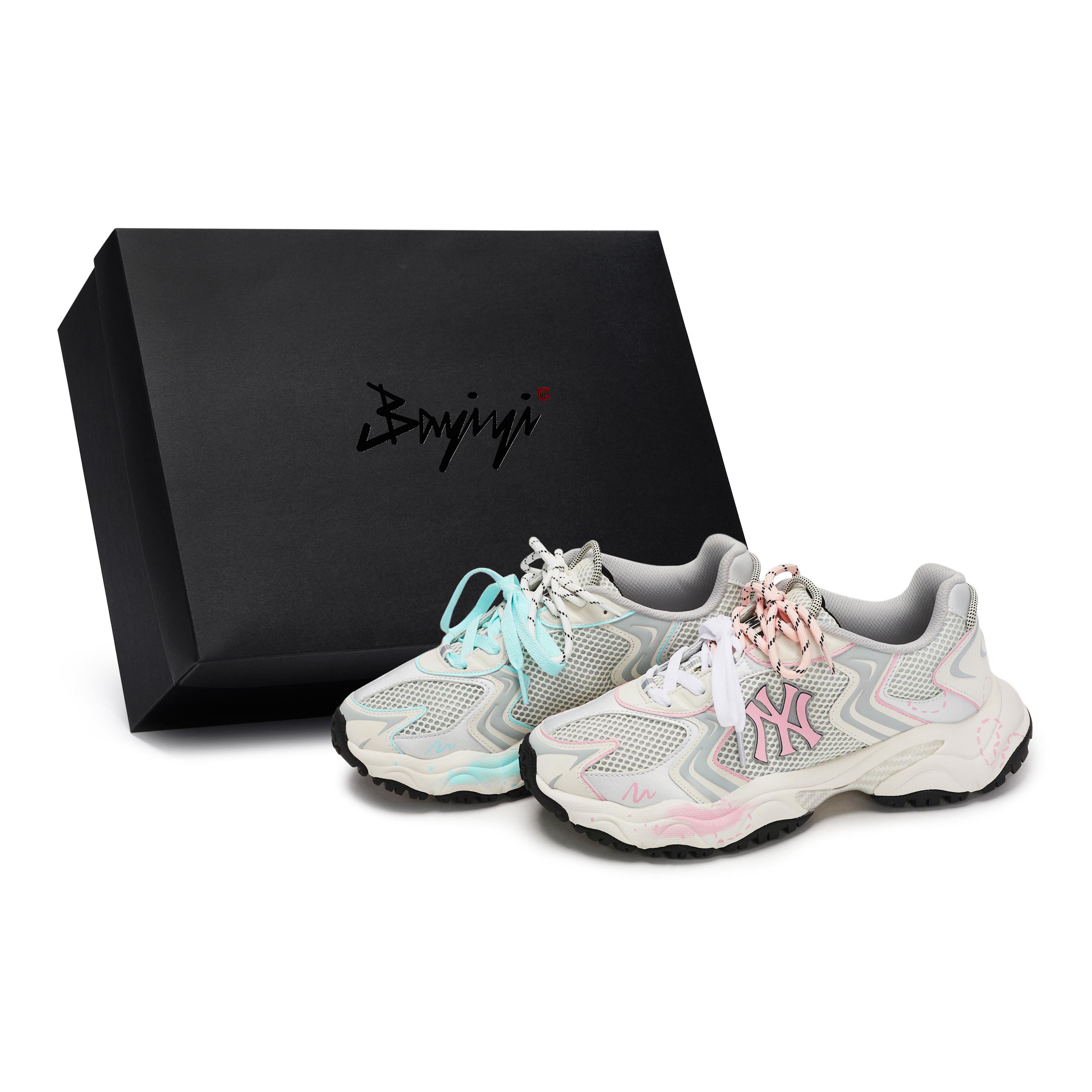 

MLB New York Yankees Chunky Sneakers Unisex Low top Gray/White/Pink/Tiffany 3ASHW075N-50WHS(Team80BOX) 42.5