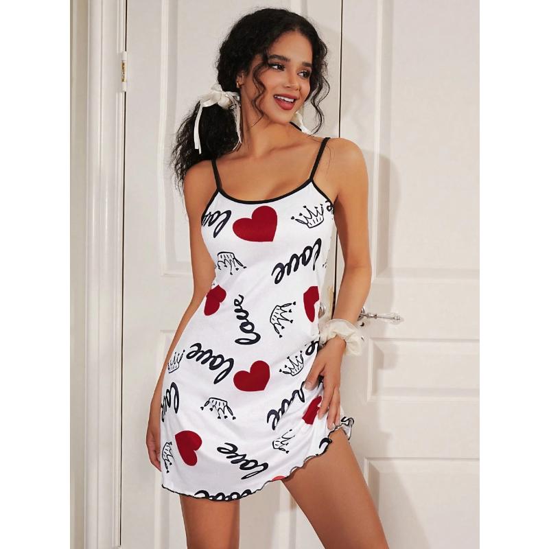 Summer sling nightgown Sexy sleeveless slim funny cartoon print Women Trim Underwear Camisole Nightdress mini sleepwear homewear