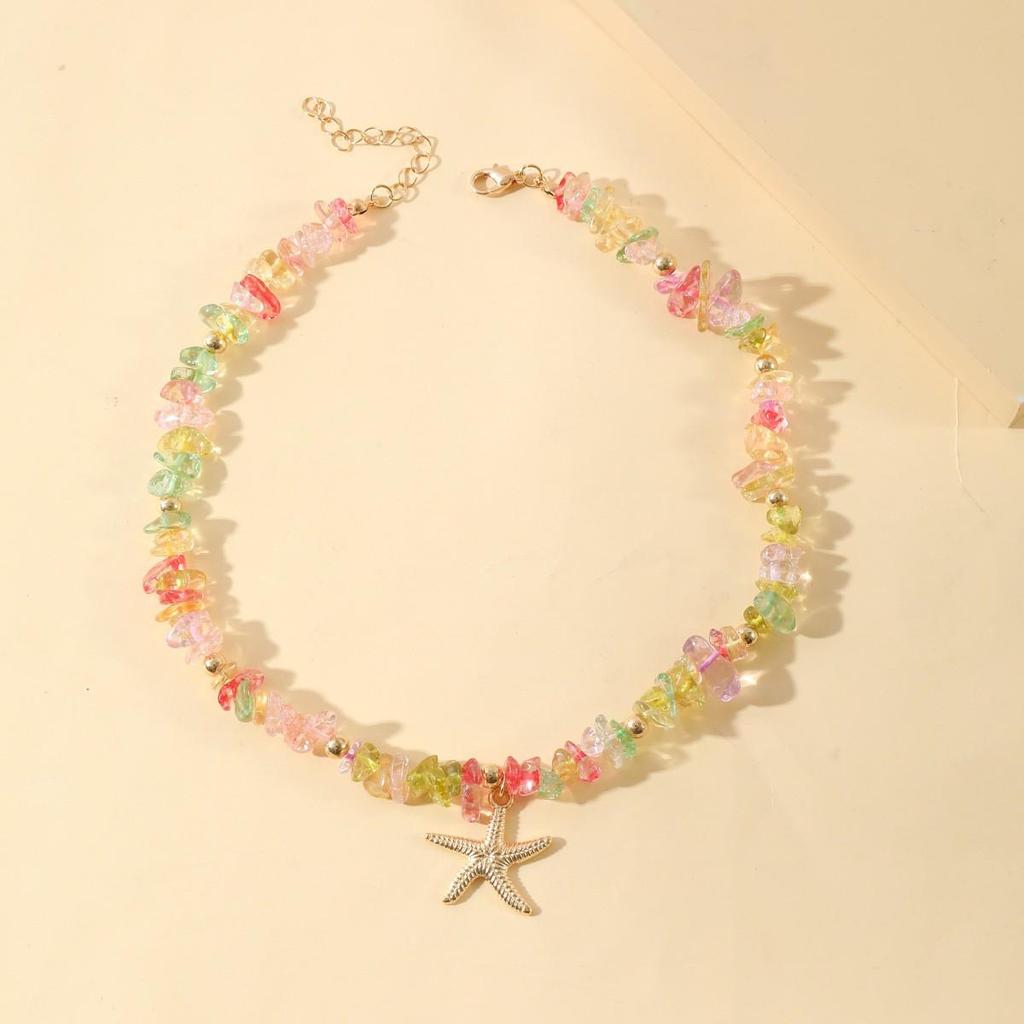Bohemian Starfish Shell Pendant Necklace: Summer Beach Ocean Style for Women