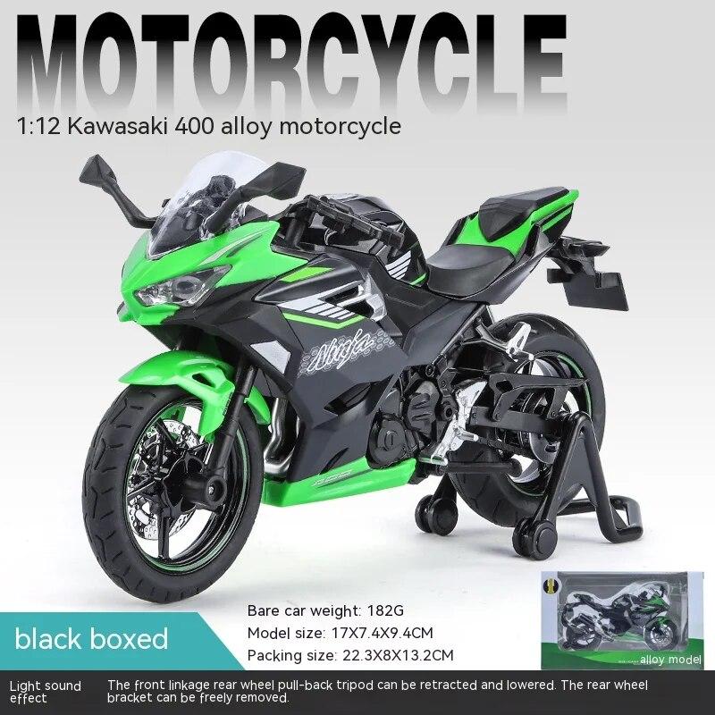 1/12 Scale Kawasaki 400 Motorcycle Die-cast Model - Sound & Light Effects - Authentic Details - Fun for Kids & Motorcycle Lovers