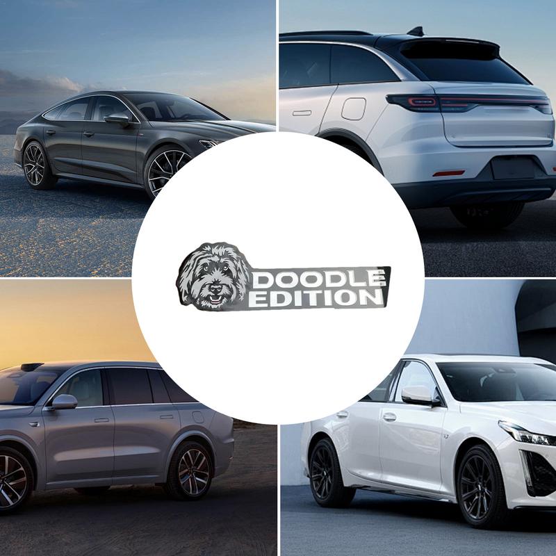 Dog Badge Sticker Acrylic Cute 3D Dog Emblem Precise Cut Fun Car Exterior Decorations Rectangle Car Emblems And Badges For Cars