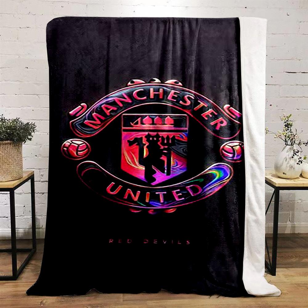 Manchester United Red Devils Design Printed Flannel Blanket for Bedroom, Living Room, Sofa, and Nap