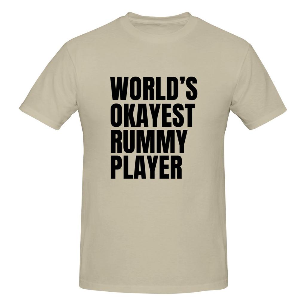 World S Okayest Rummy Player Black Soft And Glutinous Tshirt Korean Style Casual Small Patterns Basic Tee
