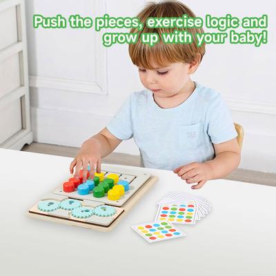 Montessori Wooden Toys Color Matching Kids Game Sliding Puzzle Board Memory Game Logic Thinking Training Activity Board Toys