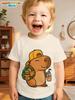 Cute Capybara Boy Clothes Cartoon Graphic Short Sleeve Tee Boy Child T-Shirt Summer Loose Top Fashion Kids Clothes Boys Clothing