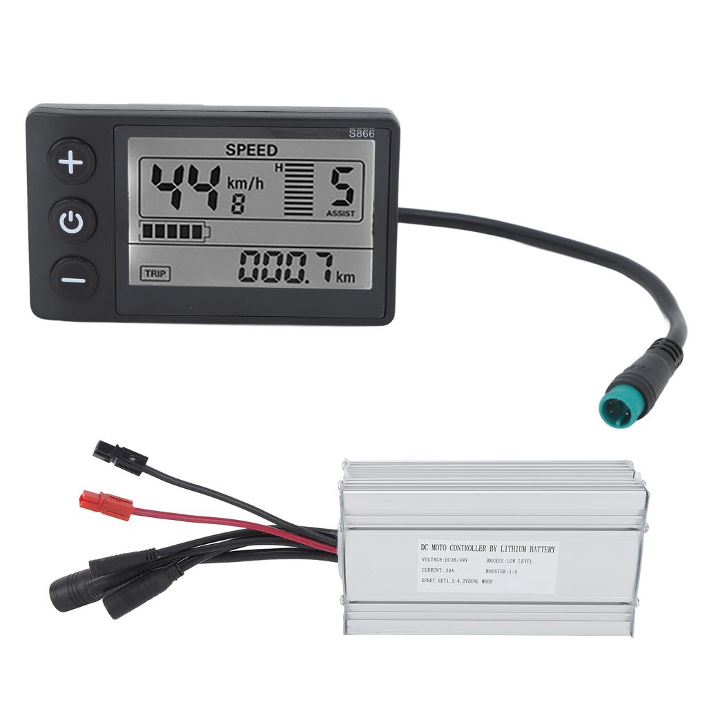 Bicycle Lithium Conversion Controller Kit Waterproof with 30A Bicycle Controller S866 Display Panel DIY Modified
