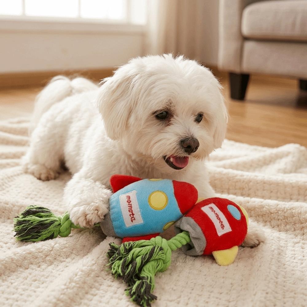 Cotton Rope Knot Rope Knot Pet Toy Plush Fabric Squeaky Chew Toy Plush Dog Toy Home Entertainment