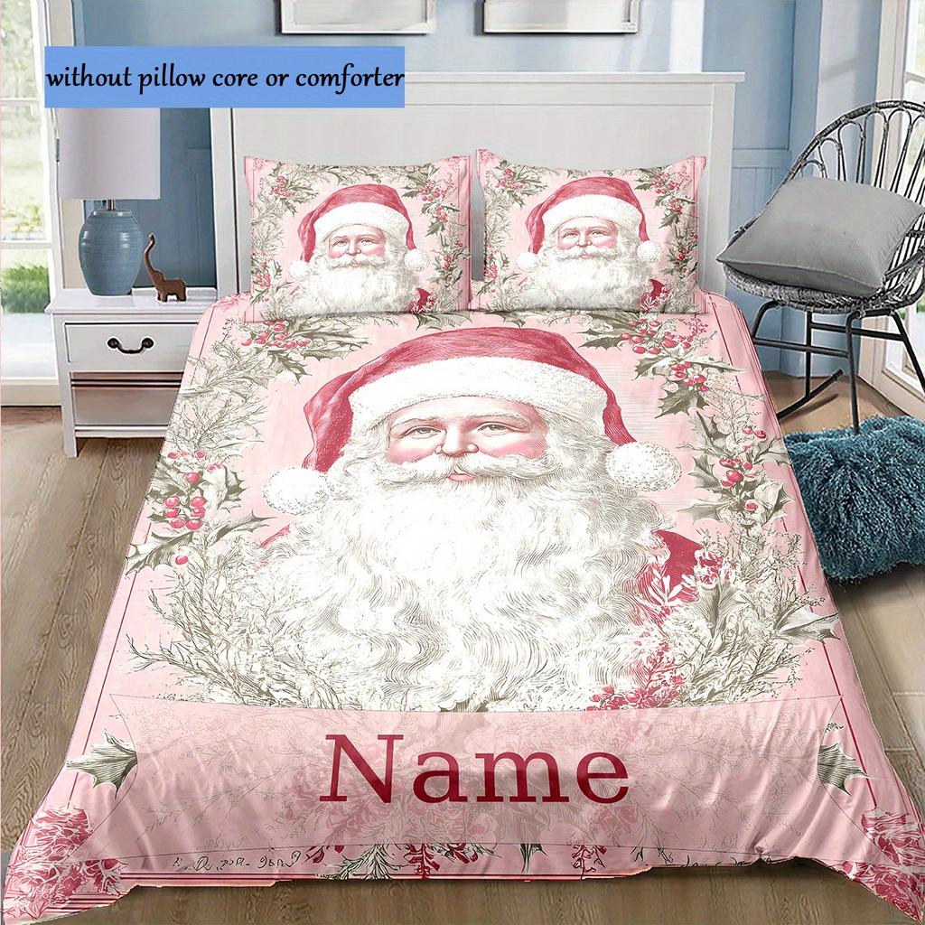 Custom Name Bedding Set Santa Claus 3D Printing 2-3 Piece Set (No Core) For Bedroom Duvet Cover Set Home Decor Christmas Gift