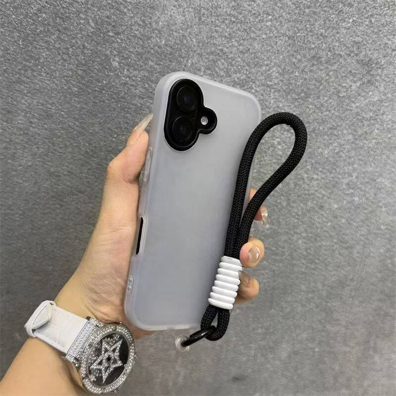 Soft Matte Candy Transparent Phone Case For iPhone 17 16 Pro Max 15 14 13 12 11 XS X 7 8 Plus 16e Hand Wrist Strap Lanyard Cover