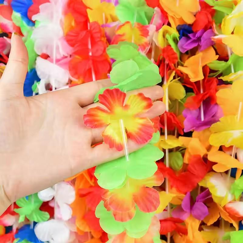 5-50Pcs Hawaiian Artificial Flower Necklace Summer Tropical Beach Birthday Party Decoration Supplies Wedding Favors for Guests