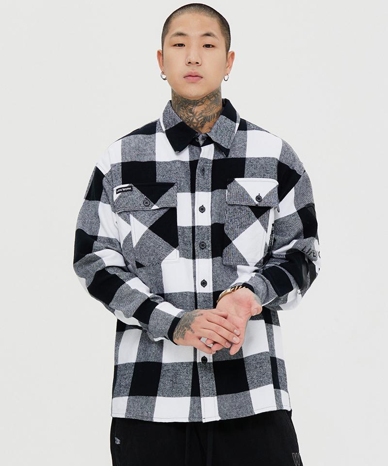 Life Work Basic Check Brushed Shirt Black/M