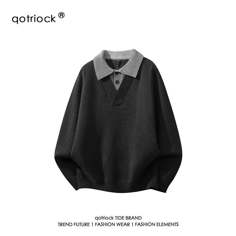 Унисекс вязаный свитер QOTRIOCK в стиле Old Money с имитацией многослойности и воротником 3XL