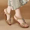 Women'S Boho Wedge Sandals Comfortable Low Heel Wooden Bead Rhinestone Comfortable Wedge Sandal Decorative Shoes For Women