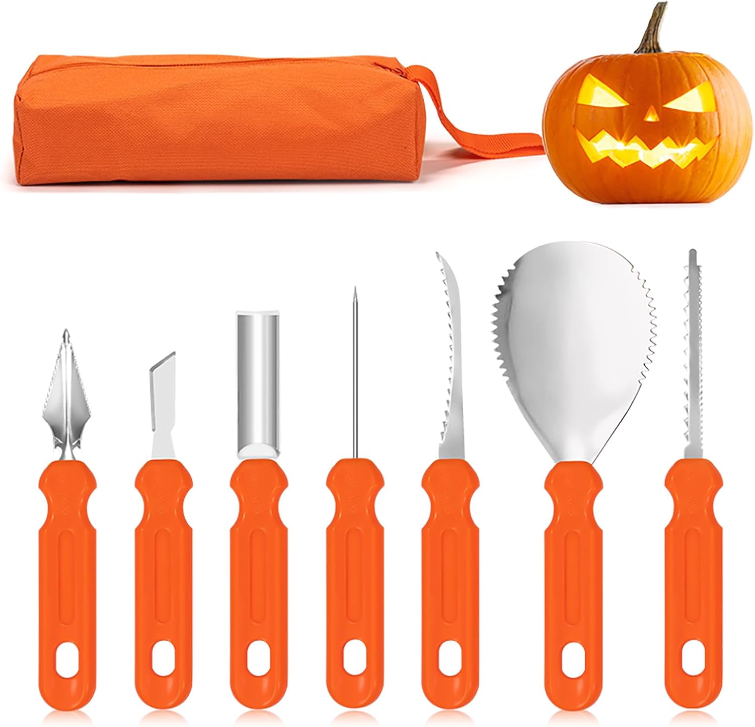 Набор инструментов для вырезания тыкв на Хэллоуин, 7 шт., Набор для вырезания тыкв из нержавеющей стали, Премиум-набор для вырезания повышенной прочности, Набор инструментов для вырезания DIY