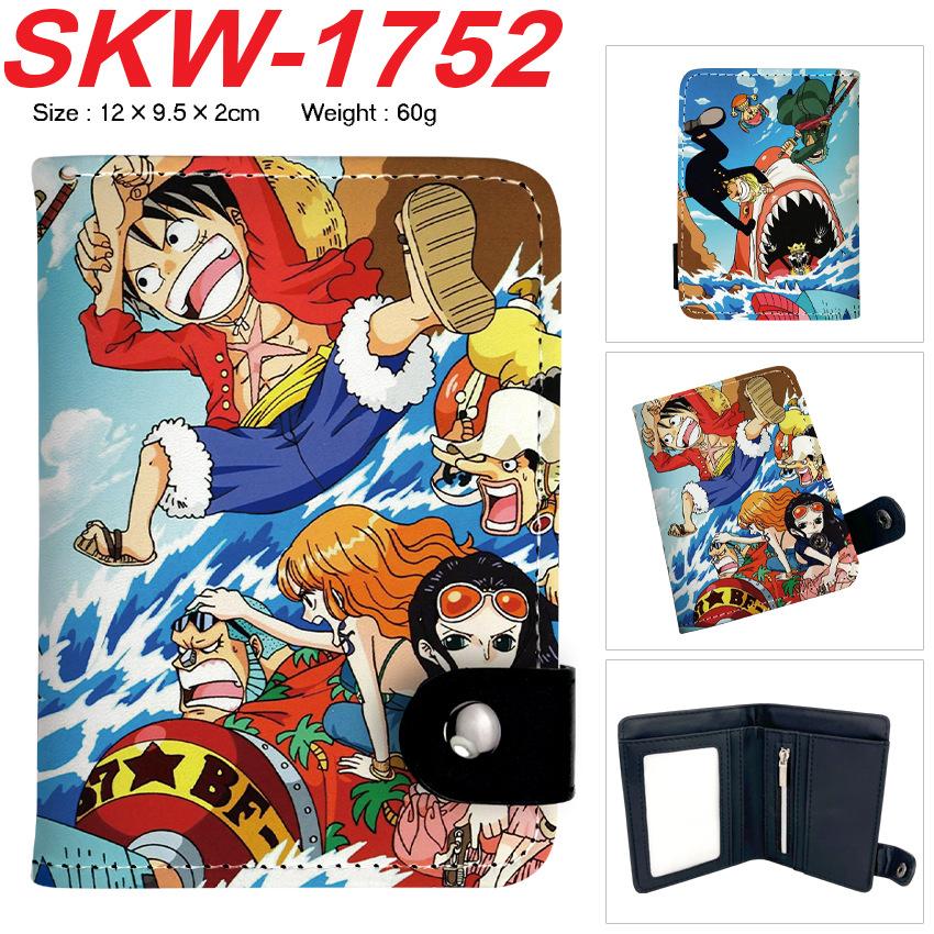 One Piece Anime Druckknopf Geldbörse Vertikaler Kartenhalter Münzbörse für Schüler Männer Frauen