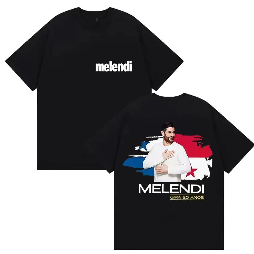 Rapper Melendi Tour 2025 Album Merch T Shirts Men's Vintage Gothic Oversized Cotton T-shirt Plus Size Streetwear Cotton Hip Hop