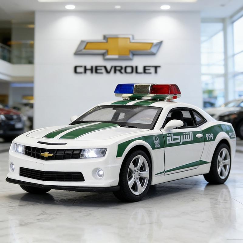 

1:32 Chevrolet Camarou Police Alloy Model Car Toy Diecasts Metal Casting Sound and Light Car Toys For Children Vehicle білий