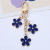 Dainty Enamel Metal Flower Pendant Key Chain Multi Color Key Bag Charms Keyring For Women