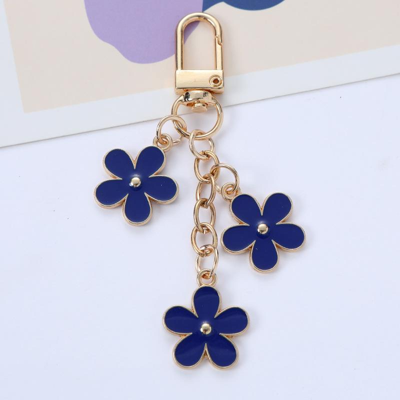 Dainty Enamel Metal Flower Pendant Key Chain Multi Color Key Bag Charms Keyring For Women