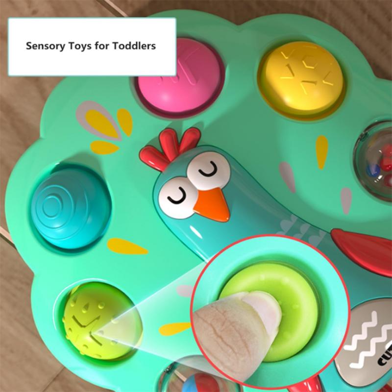 Baby grabbing practice board pressing peacock toy baby decompression puzzle finger training fine motor toy
