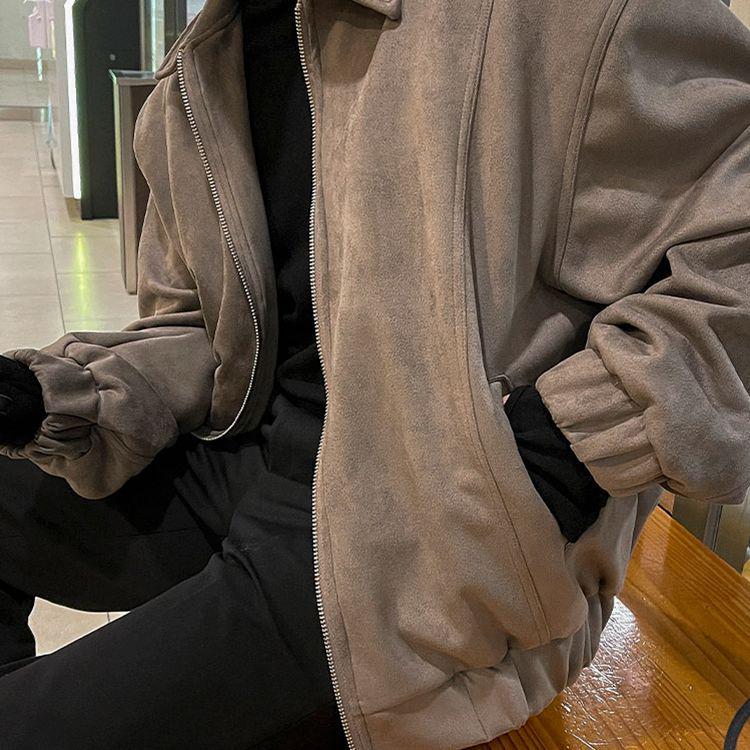 Men's Baroque Style Suede Velvet Jacket - Korean & Japanese Spring/Autumn Trendy Style