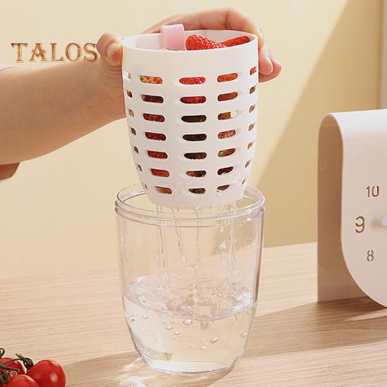 650ML Picnic Salad Box Fruit Cup with Fork Double-Layer Quick-Draining Leak-Proof Compact Sealed Food Storage Containers for Travel Picnic Camping