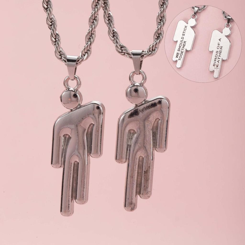 Trendy Hip Hop Double Crooked Head Pendant Necklace - Perfect Valentine's Day Gift