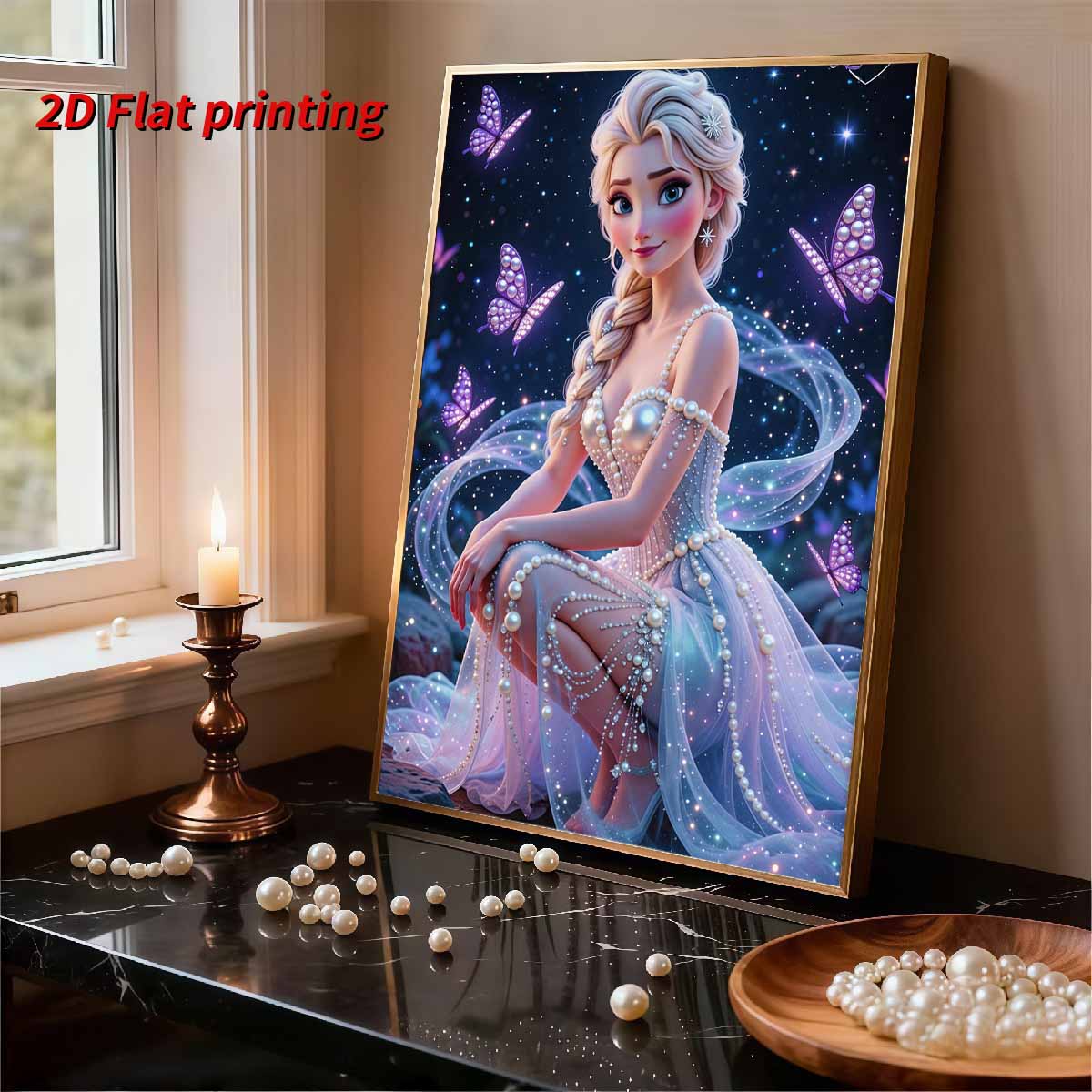 Disney Frozen Princess Pearl Canvas Wall Decorations 5D Set Pearl Puzzle Cartoon Pearl Embroidered Animal Home Decor Handmade Gift