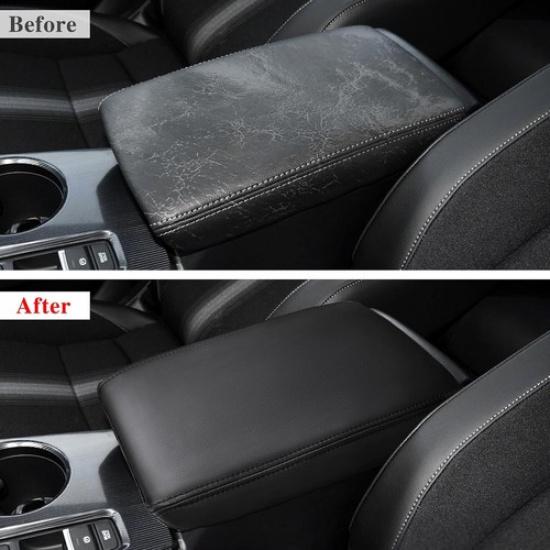 FOR 2015- Ford Edge BLACK Real Leather Center Console Lid Armrest Cover