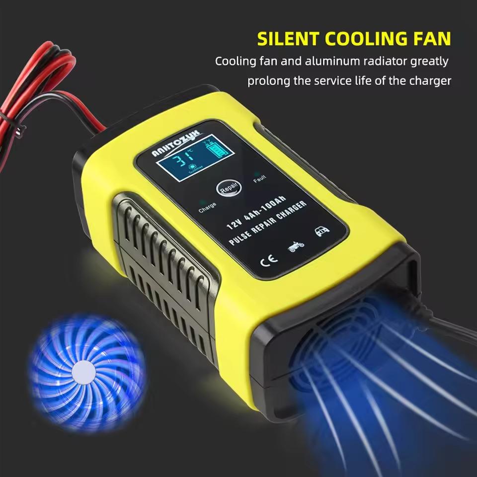 12V 6A Car Battery Charger Smart Full Automatic Display Battery Charger Power Puls Repair Chargers Wet Dry Lead Acid Battery