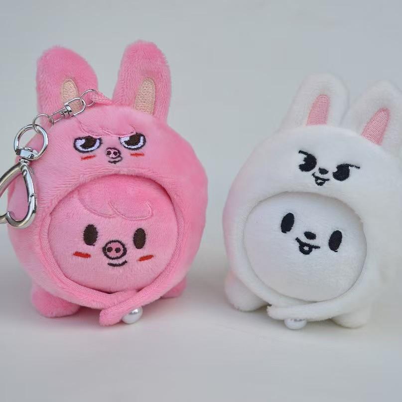 SKZOO Plush Keychain with Animal Hoodie 10cm Soft Stuffed Bag Pendant for Fans Gift Collection