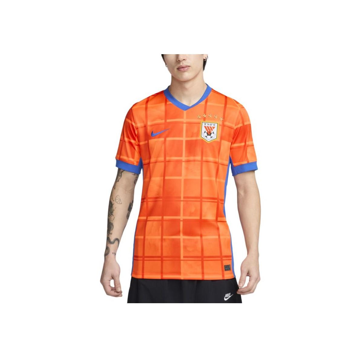 

Nike Dri-Fit Шаньдун Тайшань Быстросохнущая Удобная Модная Универсальная Футболка с коротким рукавом Мужская одежда Ярко-оранжевый Королевский синий HM6171-819 XS