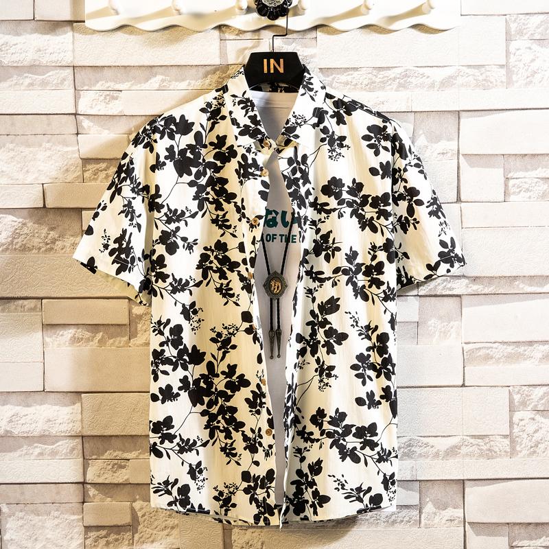 Summer Men's Hawaiian Shirt Printed Short Sleeve Big Size Hawaii Men Beach Floral Shirts