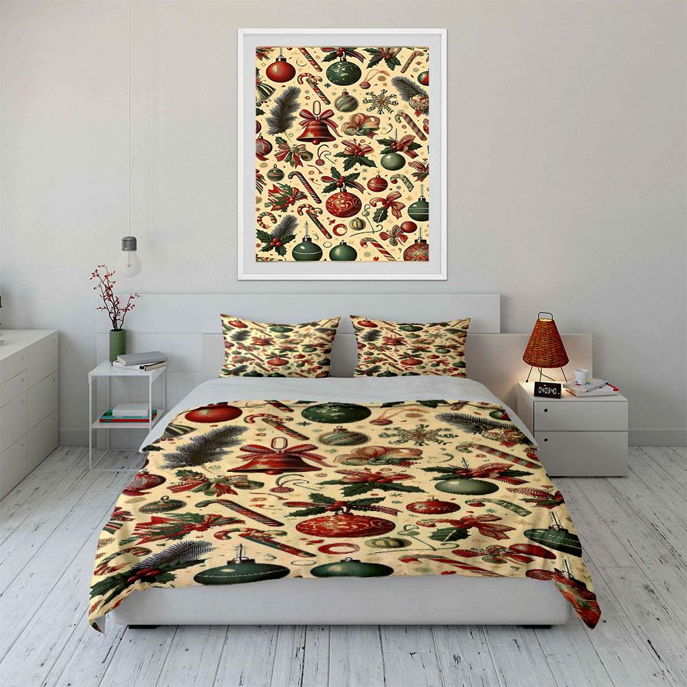 Festive Ornament Harmony Bedding Sets Duvet Cover Sets Duvet Covers Pillowcases(1*Duvet Cover 2*Pillowcases Without Duvet Insert)