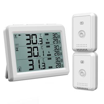 ORIA Refrigerator Digital Thermometer Wireless Freezer Thermometer Audible Alarm Household Indoor Outdoor Temperature Backlight белый