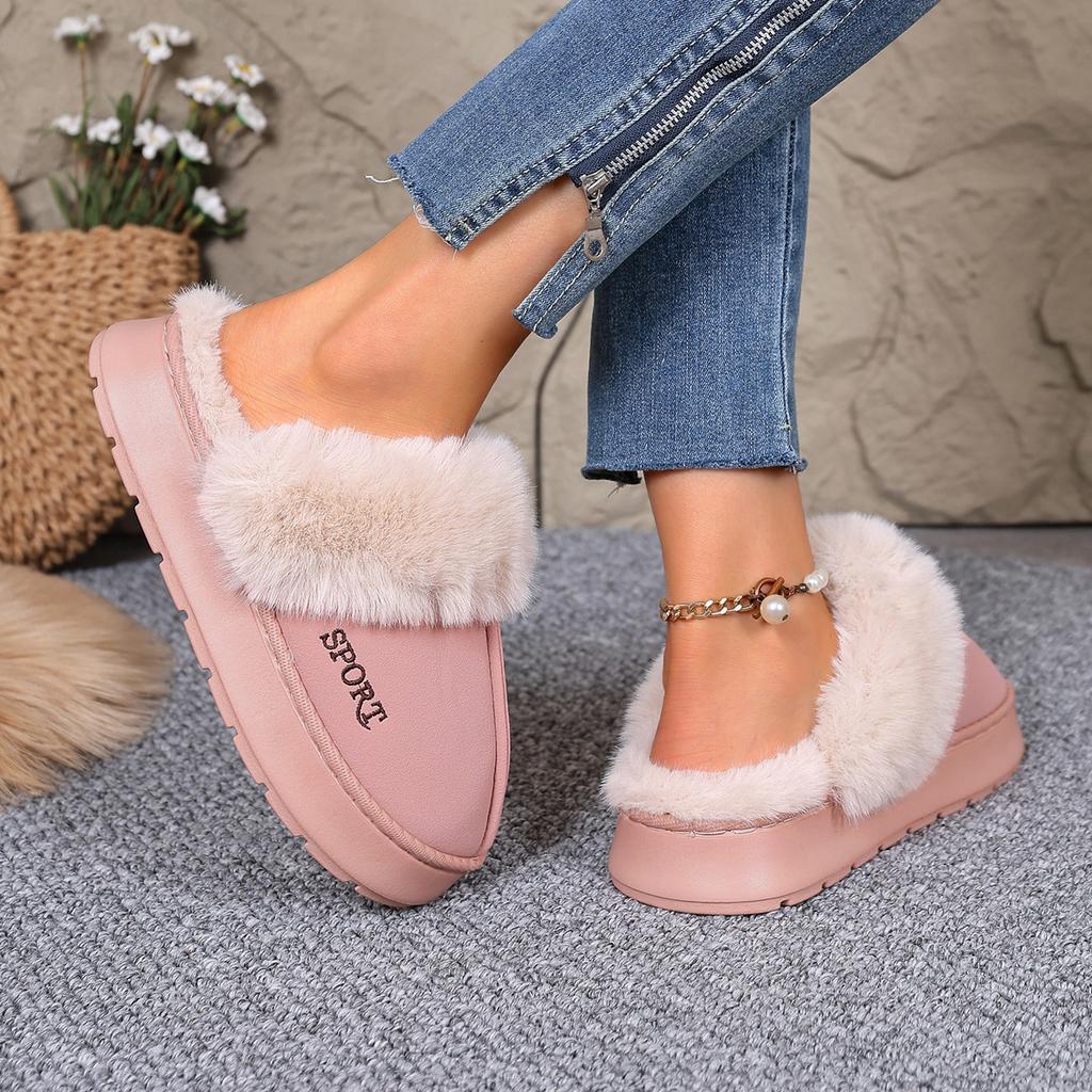New winter hairy home slippers indoor and outdoor thermal slippers cotton slippers